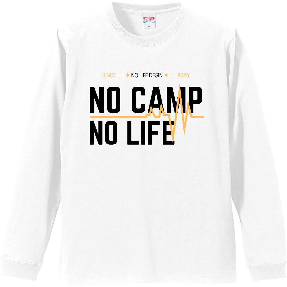 【NO CAMP NO LIFE】My Heartbeat ロンT(White & Black / 4 Color Lines)