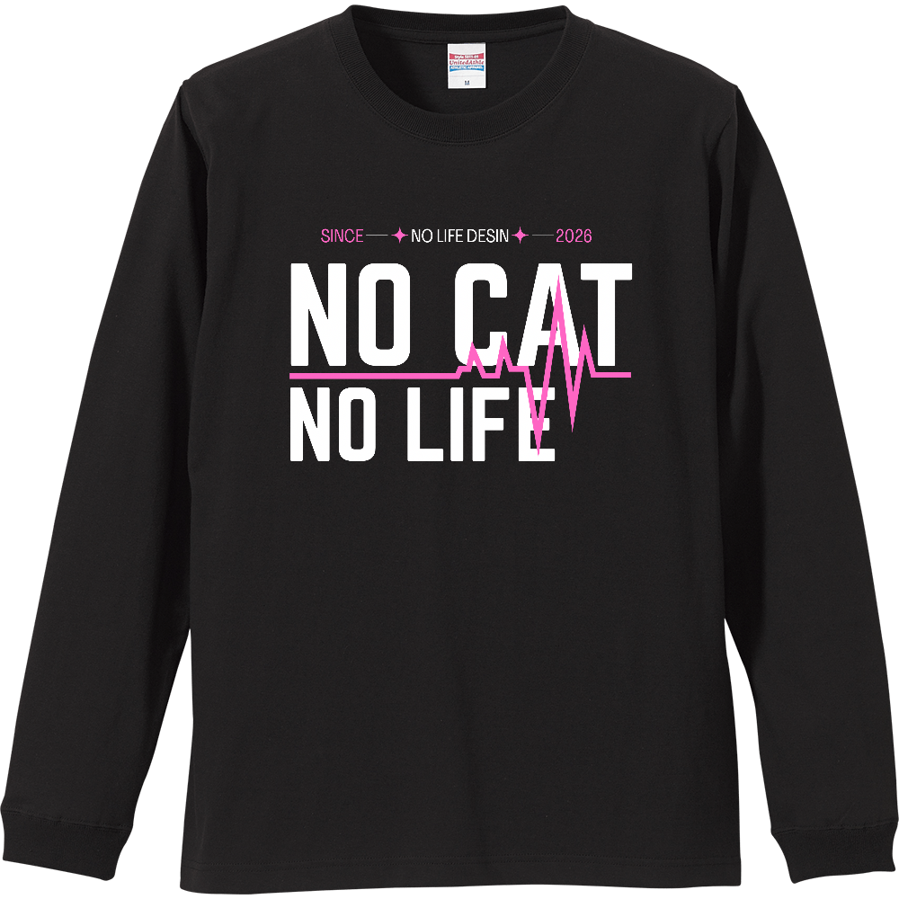 【NO CAT NO LIFE】My Heartbeat ロンT（White & Black / 4 Color Lines）