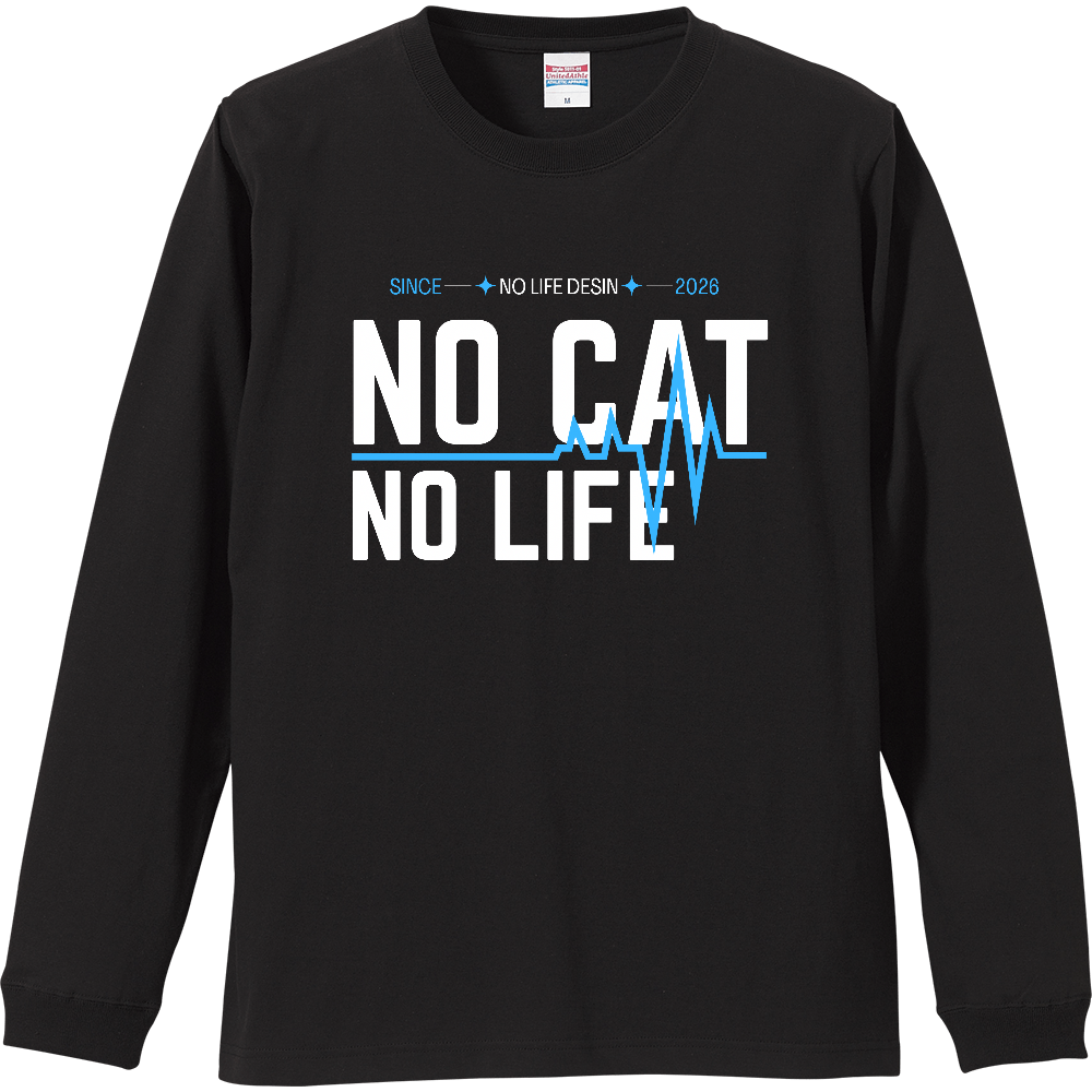 【NO CAT NO LIFE】My Heartbeat ロンT(White & Black / 4 Color Lines)