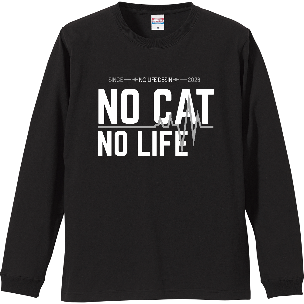 【NO CAT NO LIFE】My Heartbeat ロンT（White & Black / 4 Color Lines）