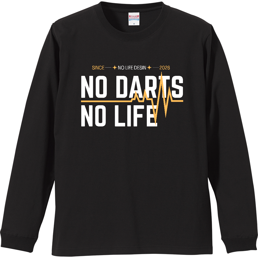 【NO DARTS NO LIFE】My Heartbeat ロンT（White & Black / 4 Color Lines）