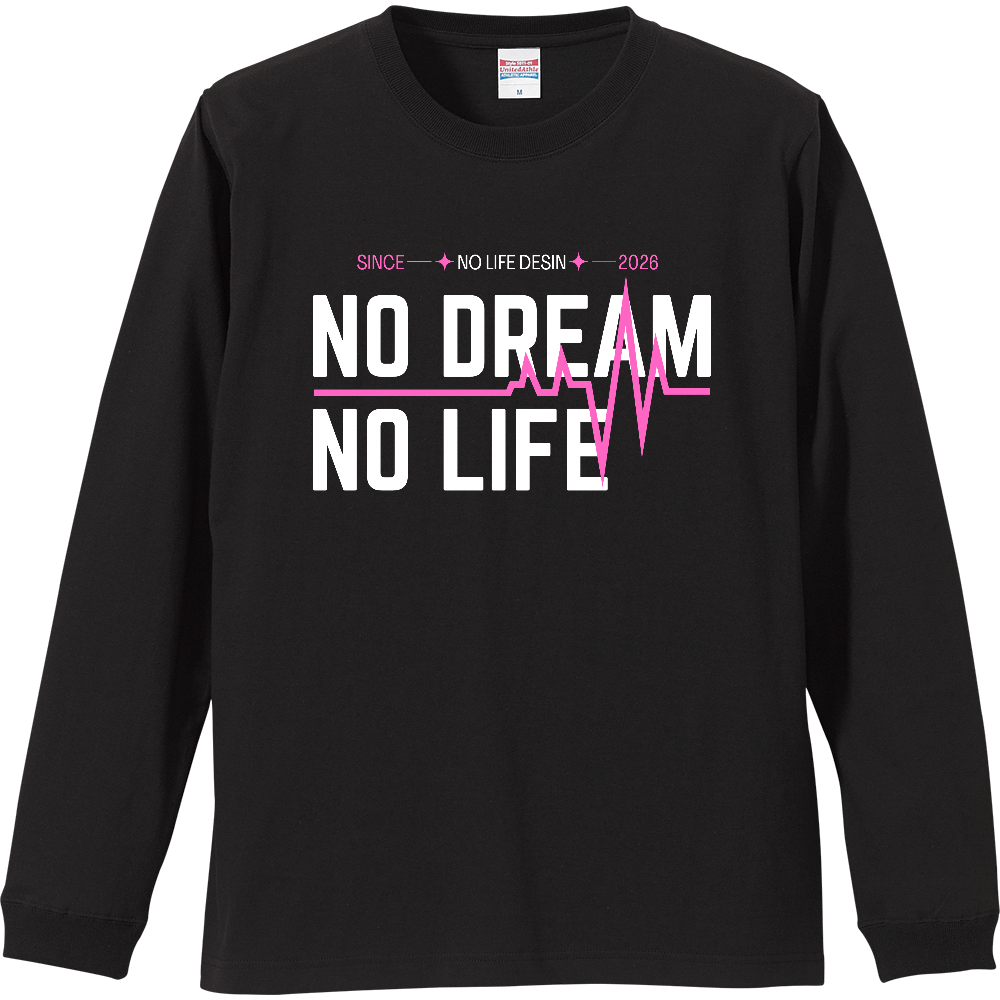 【NO DREAM NO LIFE】My Heartbeat ロンT（White & Black / 4 Color Lines）
