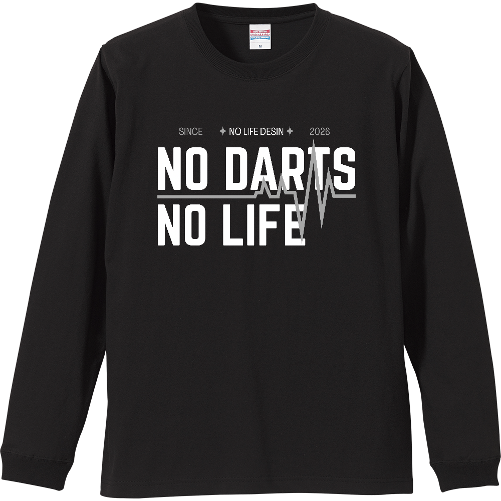 【NO DARTS NO LIFE】My Heartbeat ロンT（White & Black / 4 Color Lines）