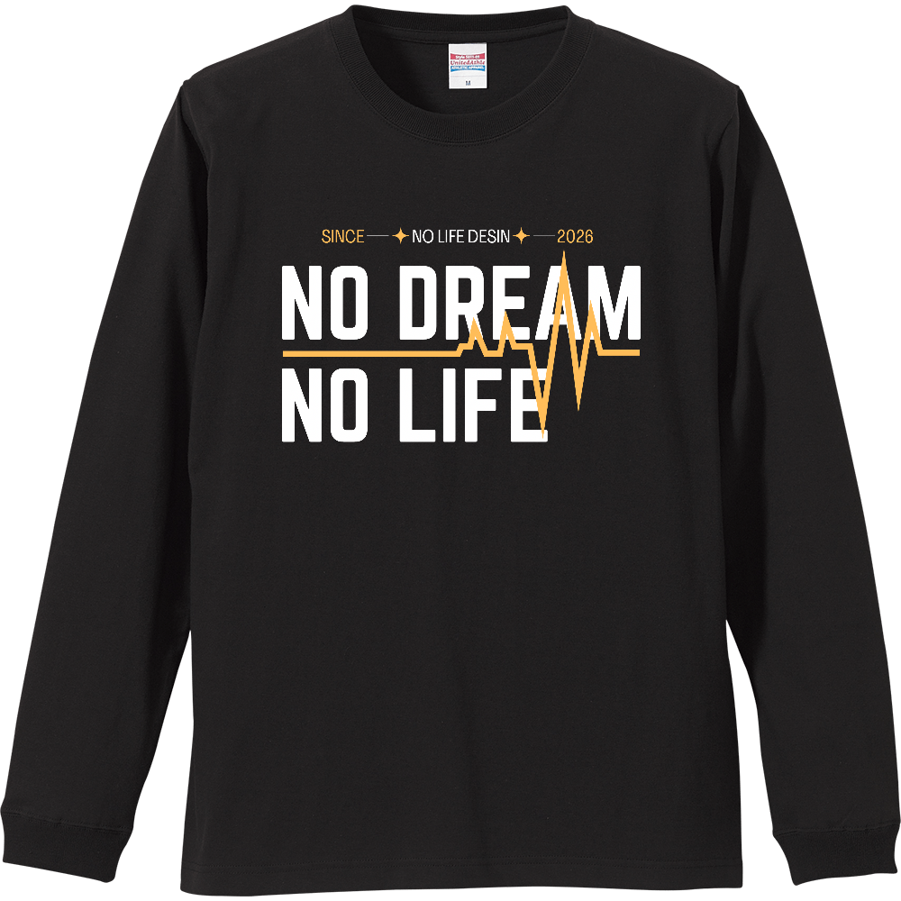【NO DREAM NO LIFE】My Heartbeat ロンT（White & Black / 4 Color Lines）