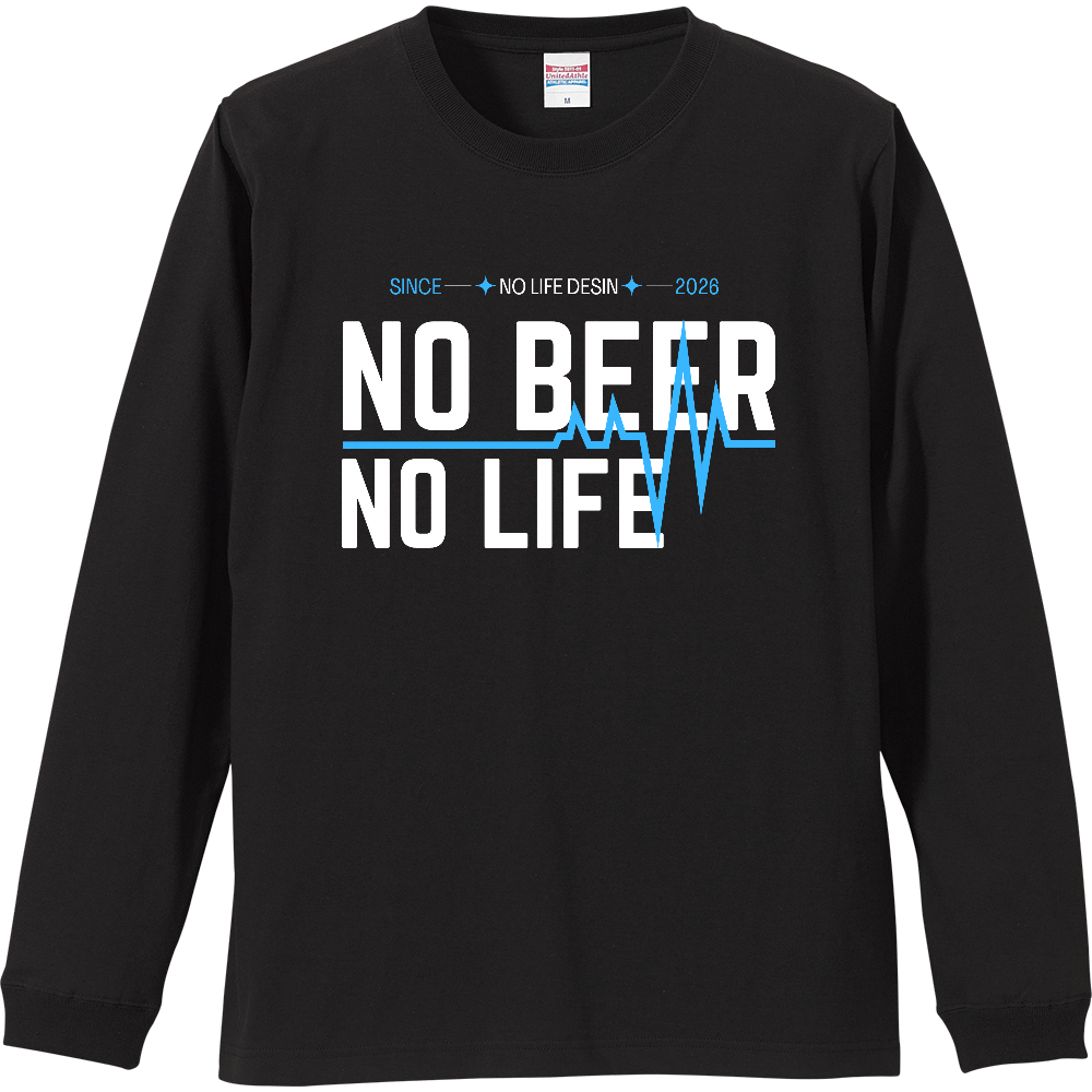 【NO BEER NO LIFE】My Heartbeat ロンT（White & Black / 4 Color Lines）