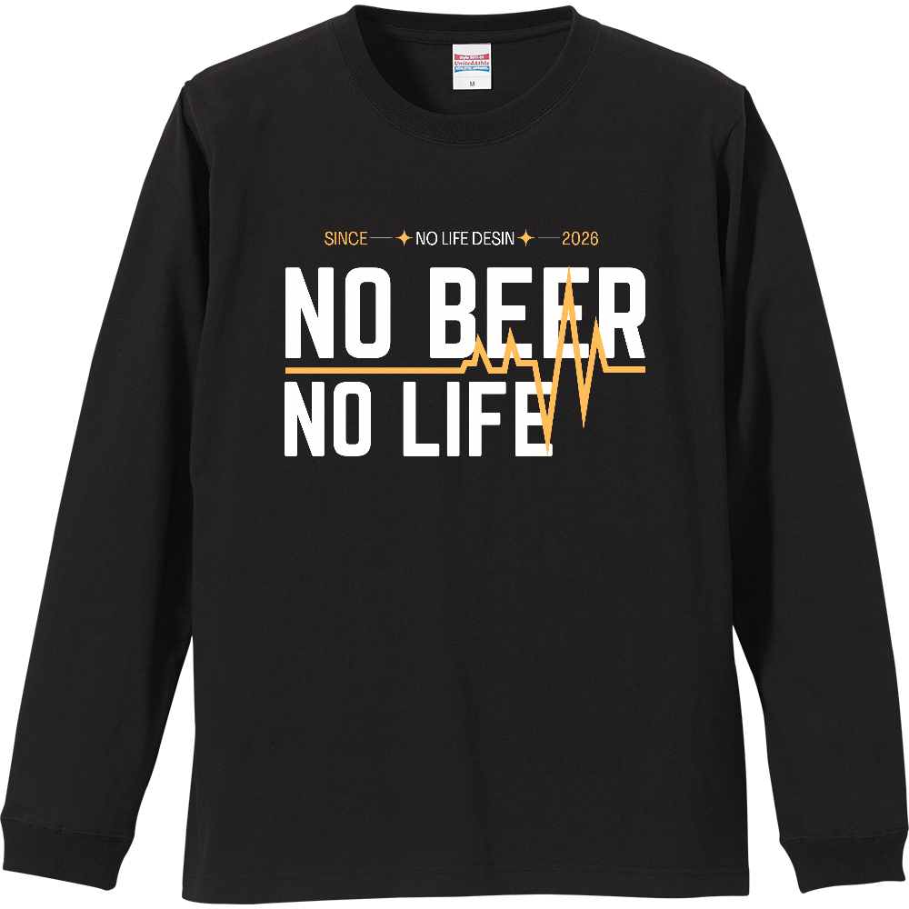 【NO BEER NO LIFE】My Heartbeat ロンT（White & Black / 4 Color Lines）