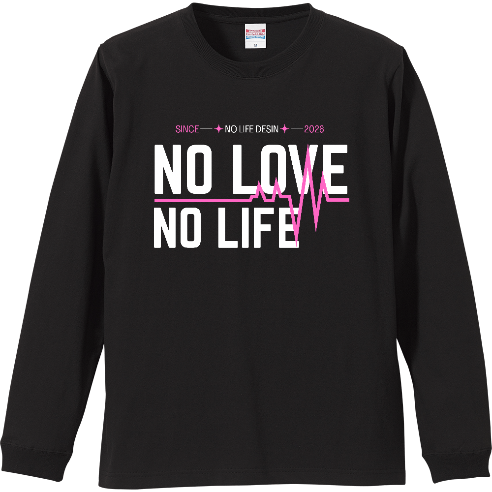 【NO LOVE NO LIFE】My Heartbeat ロンT（White & Black / 4 Color Lines）