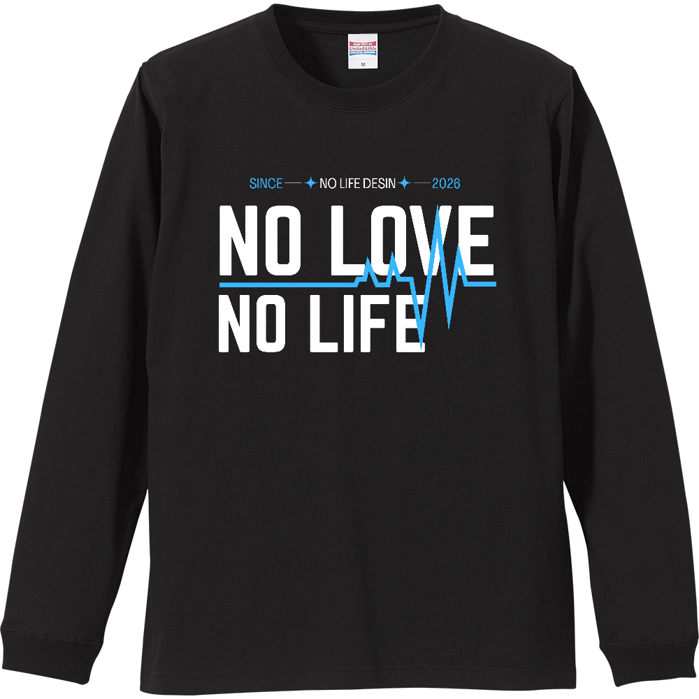 【NO LOVE NO LIFE】My Heartbeat ロンT（White & Black / 4 Color Lines）