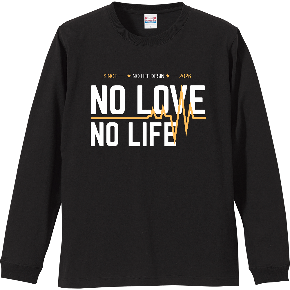 【NO LOVE NO LIFE】My Heartbeat ロンT（White & Black / 4 Color Lines）