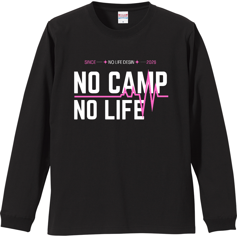 【NO CAMP NO LIFE】My Heartbeat ロンT（White & Black / 4 Color Lines）