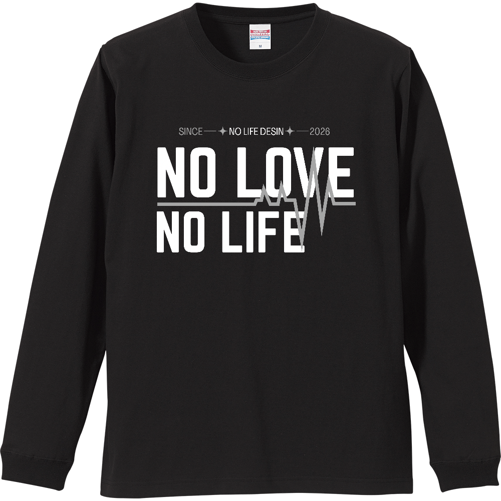 【NO LOVE NO LIFE】My Heartbeat ロンT（White & Black / 4 Color Lines）