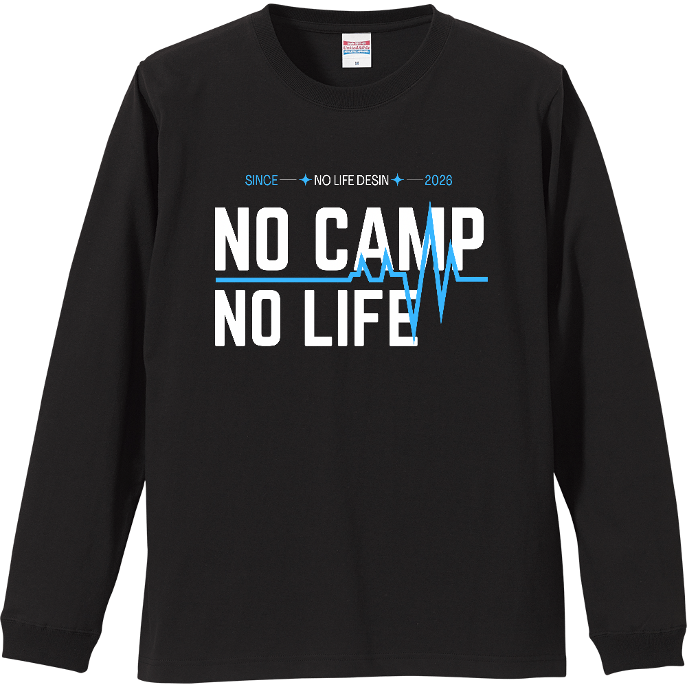 【NO CAMP NO LIFE】My Heartbeat ロンT（White & Black / 4 Color Lines）