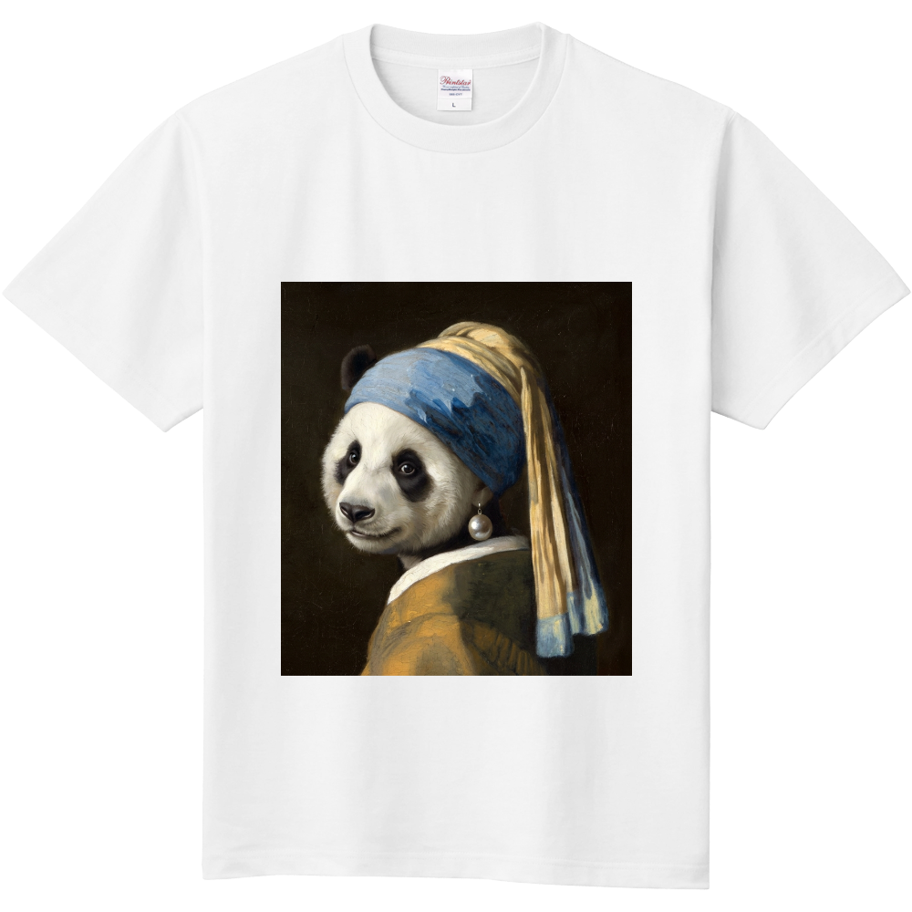 フェルメール風パンダの名画パロディーTシャツ