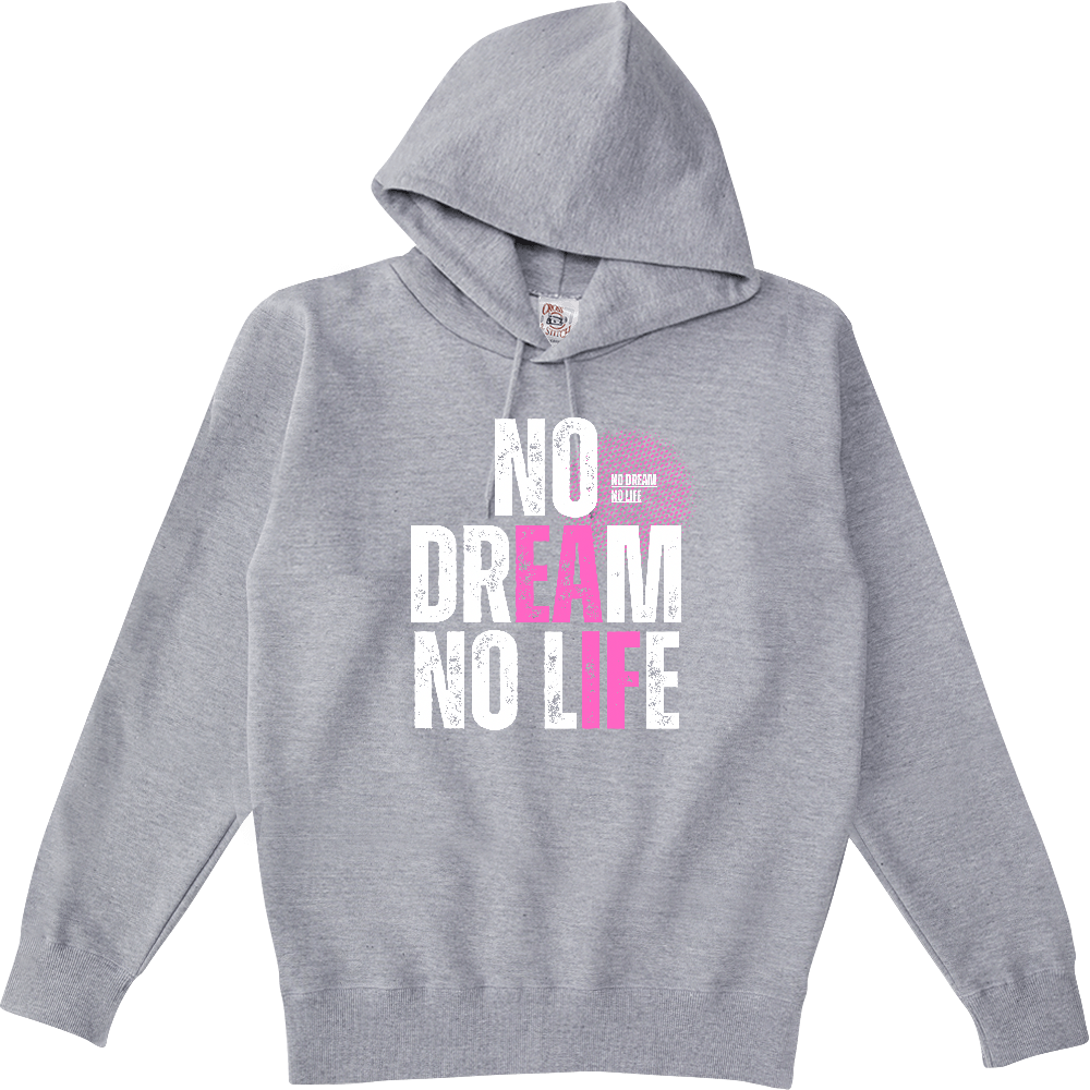 【NO DREAM NO LIFE】ヴィンテージ風 タイポグラフィ ポケットレスパーカー