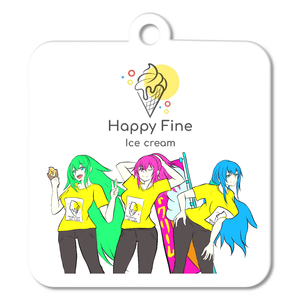 HappyFine　コラボキーホルダー　ヒロインスリーショット