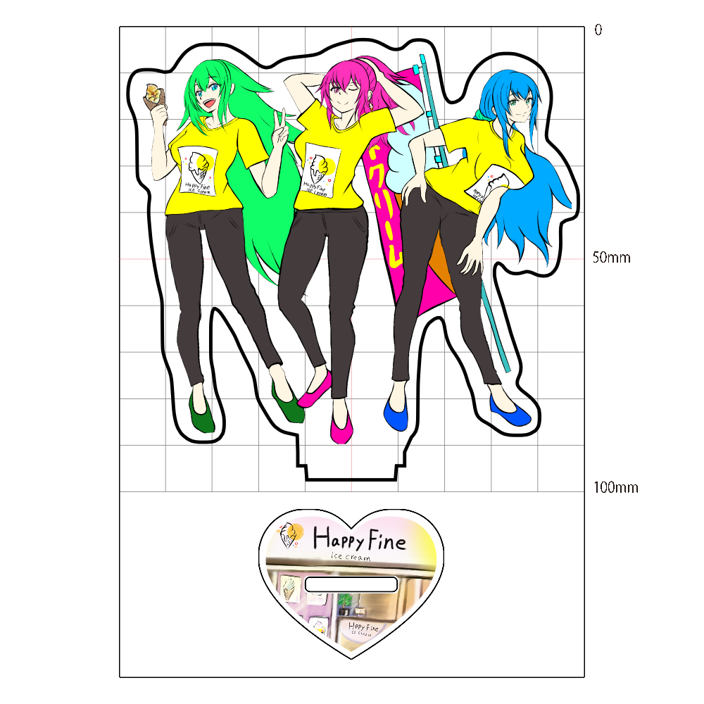 HappyFine　コラボアクリルスタンド　スリーショット