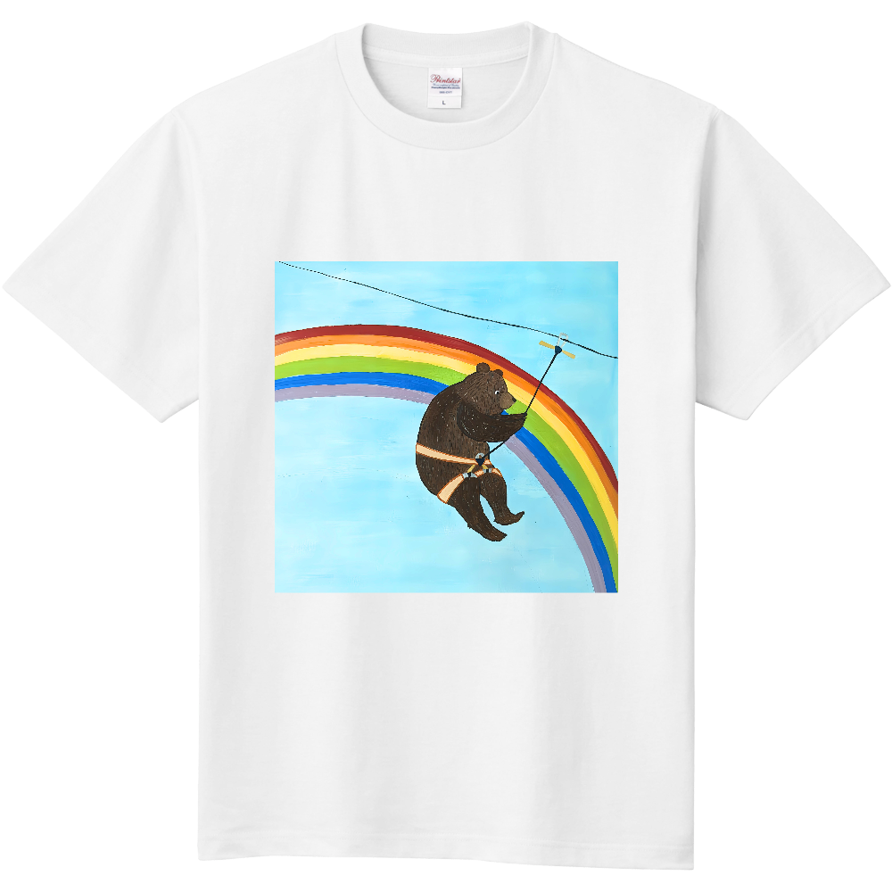 【大人サイズ】着る絵本Tシャツ白「第二章-ジップラインに乗って」