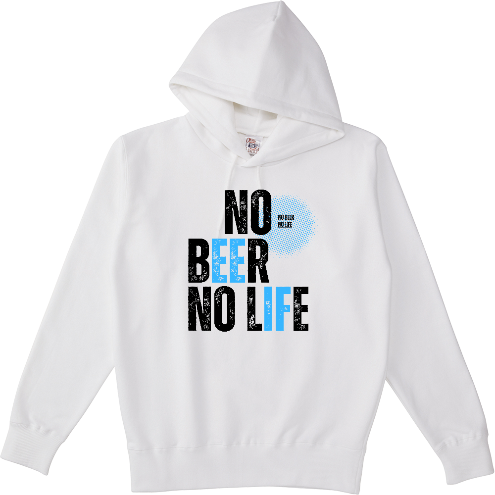 【NO BEER NO LIFE】ヴィンテージ風 タイポグラフィ ポケットレスパーカー