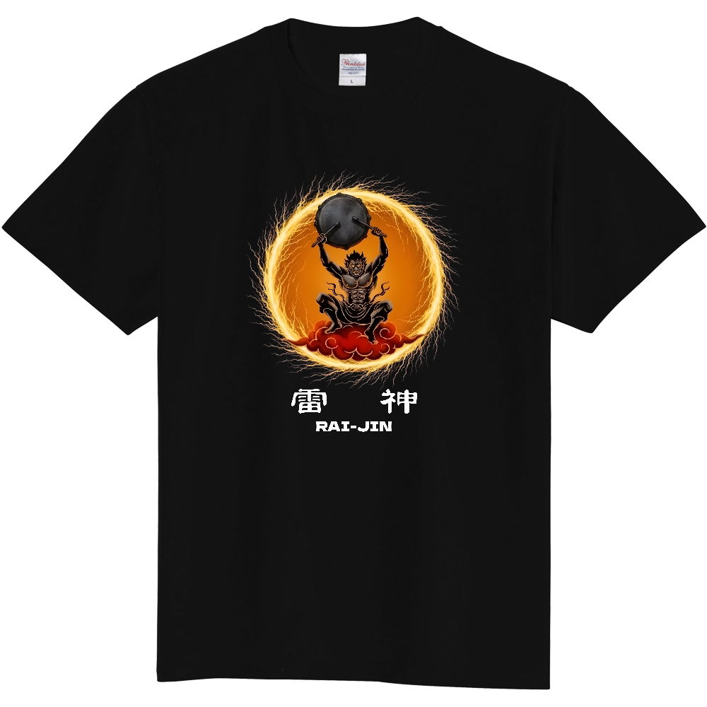 雷神（RAIJIN）鼓動グラフィックTシャツ(両面プリントver.)