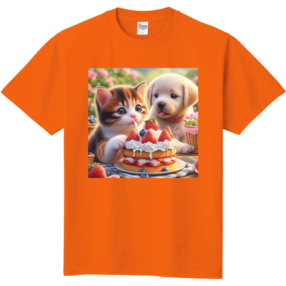 子猫と子犬の仲良しTシャツ