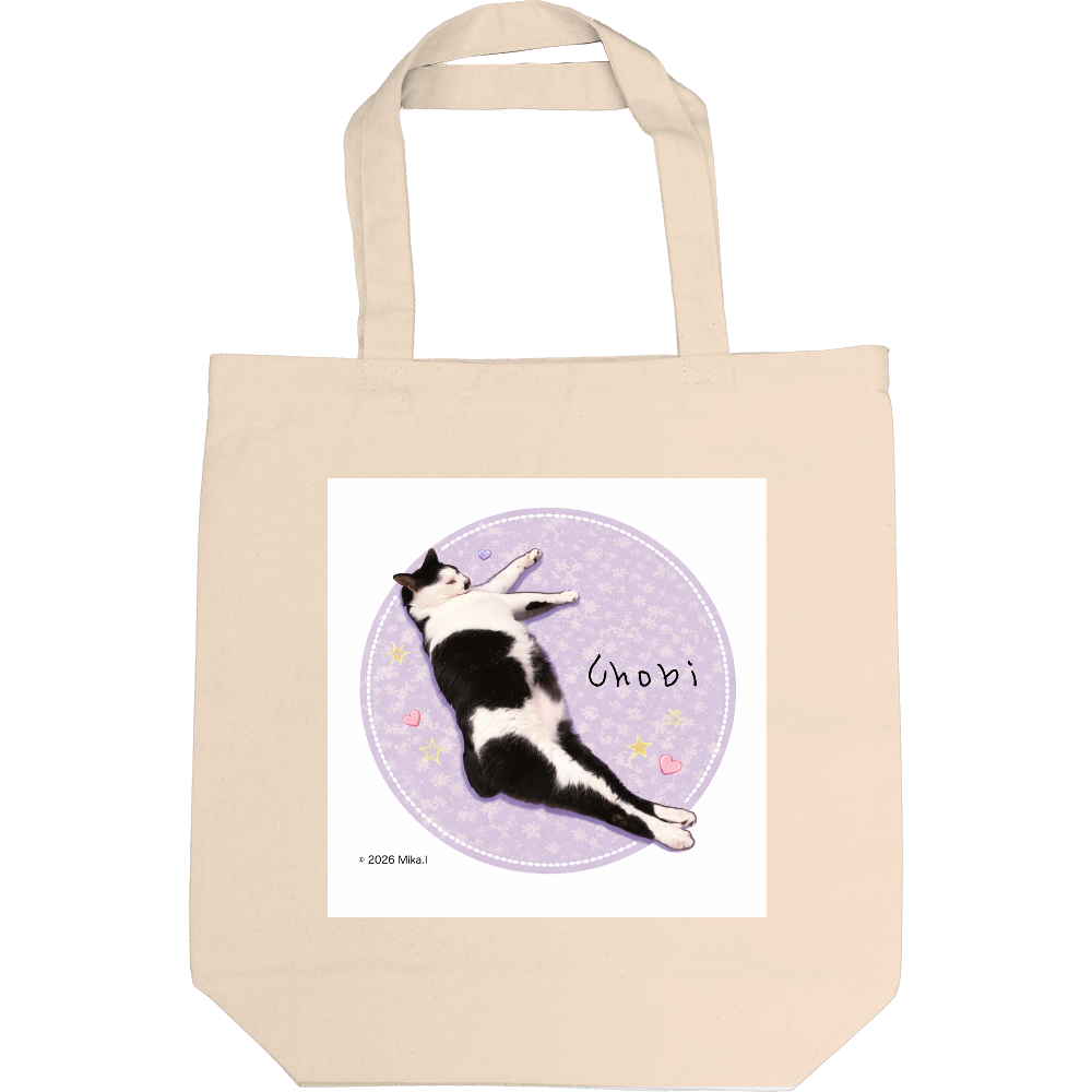 白黒猫Chobi トートバッグ（ひるね）