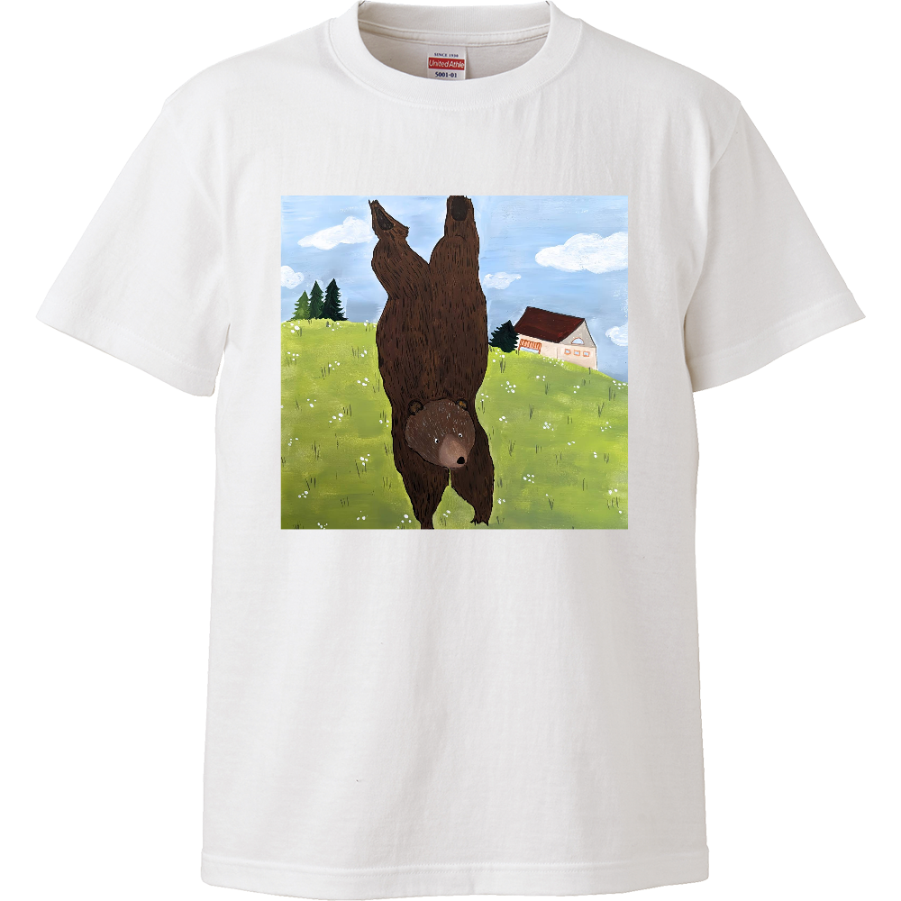 「着る絵本」キッズTシャツ（白）❘ 第三章「逆立ちでも」 ❘ 磁器絵付け作家デザイン・出産祝い・誕生日ギフト（100cm〜160cm）