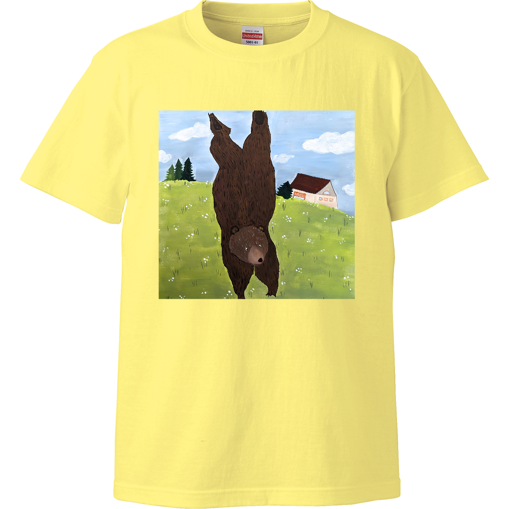 「着る絵本」キッズTシャツ（ライトイエロー）❘ 第三章「逆立ちでも」 ❘ 磁器絵付け作家デザイン・出産祝い・誕生日ギフト（100cm〜160cm）