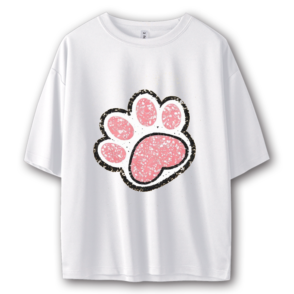 肉球スタンプ ストリートTシャツ白手