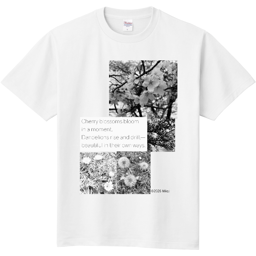 桜とたんぽぽの写真　Tシャツ