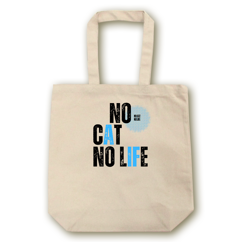 【NO CAT NO LIFE】キャンバス トートバッグ（選べる2サイズ M/L）12oz マチ付 ナチュラル