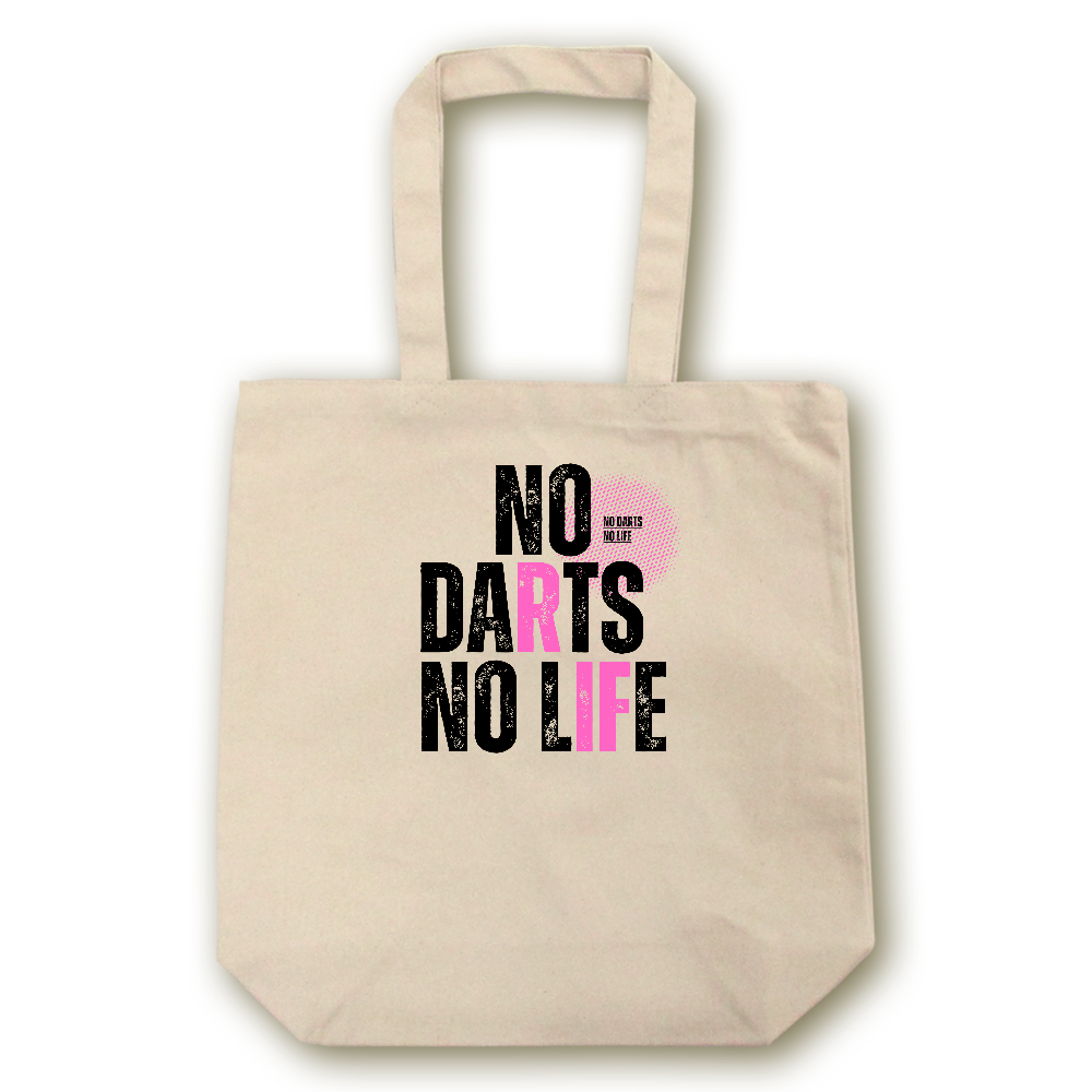【NO DARTS NO LIFE】キャンバス トートバッグ(選べる2サイズ M/L)12oz マチ付 ナチュラル