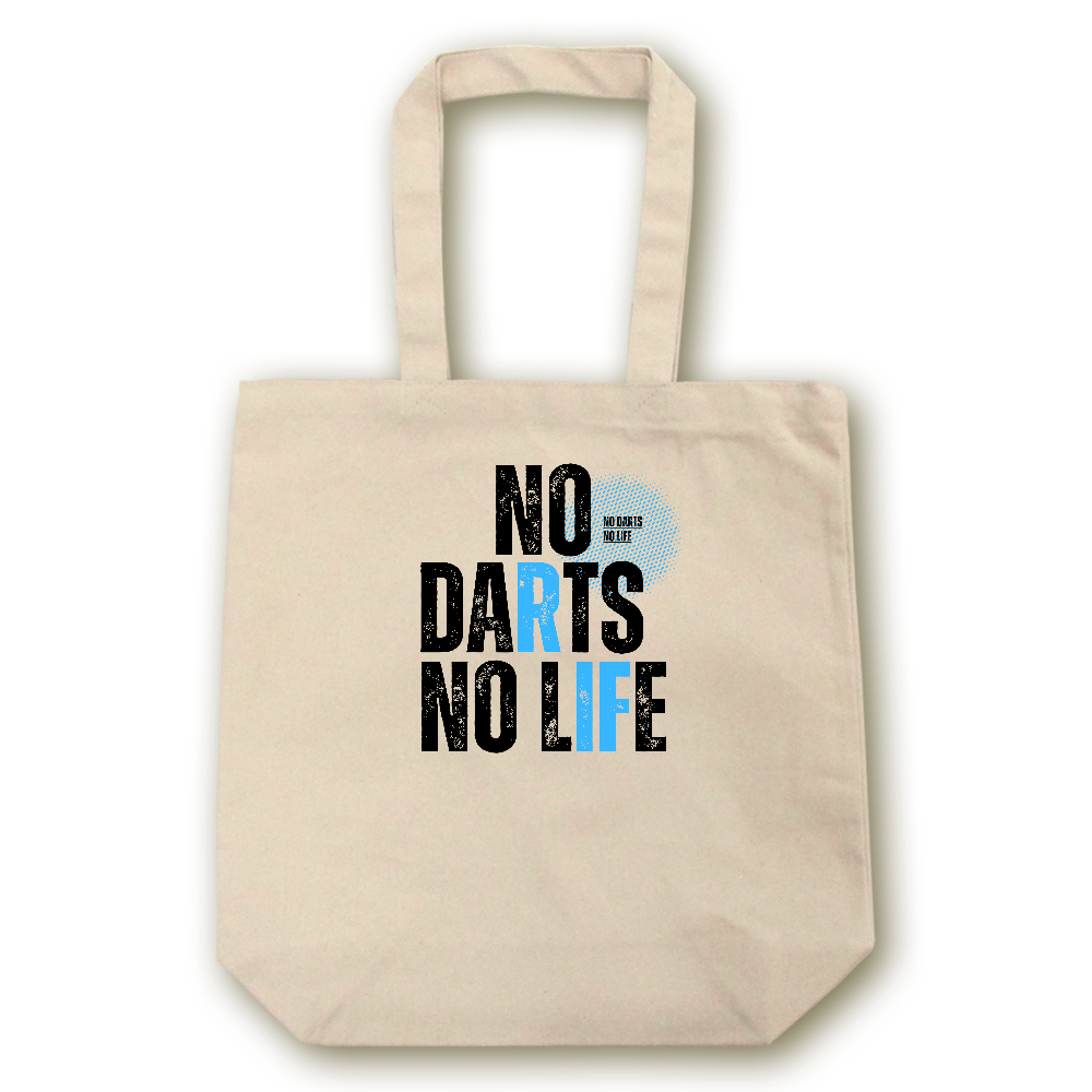 【NO DARTS NO LIFE】キャンバス トートバッグ（選べる2サイズ M/L）12oz マチ付 ナチュラル