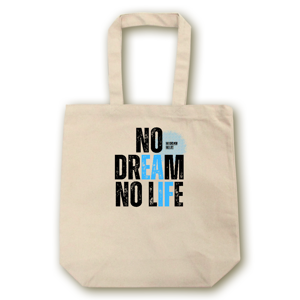 【NO DREAM NO LIFE】キャンバス トートバッグ(選べる2サイズ M/L)12oz マチ付 ナチュラル