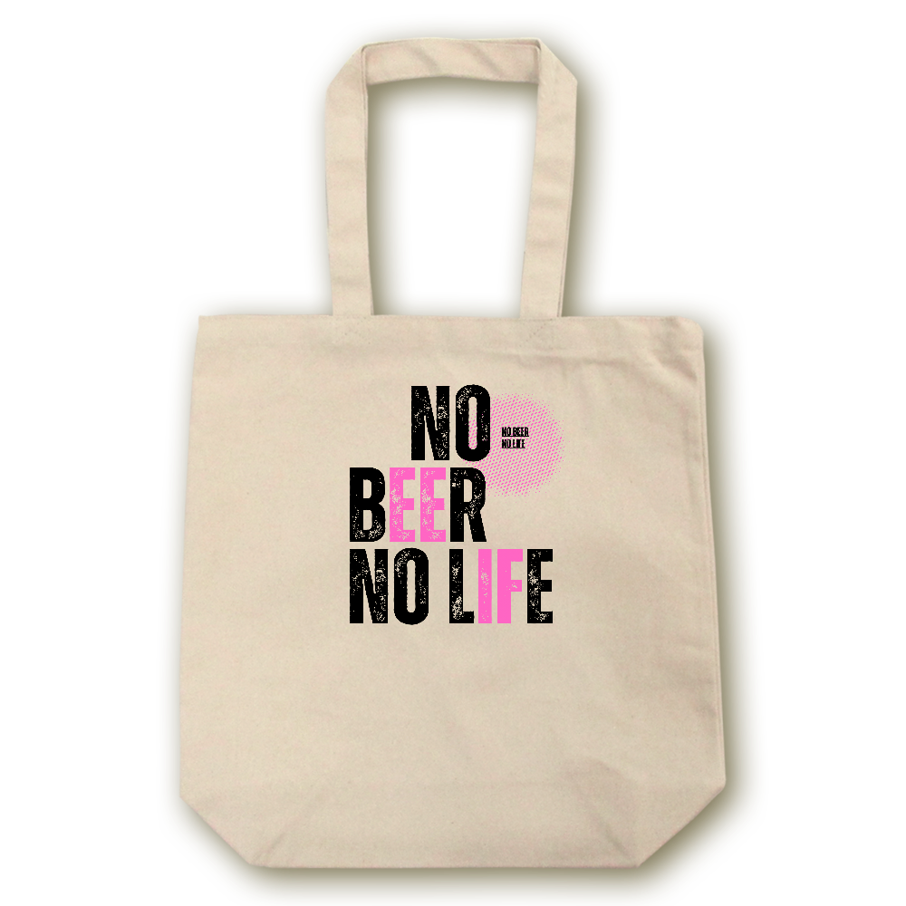【NO BEER NO LIFE】キャンバス トートバッグ（選べる2サイズ M/L）12oz マチ付 ナチュラル