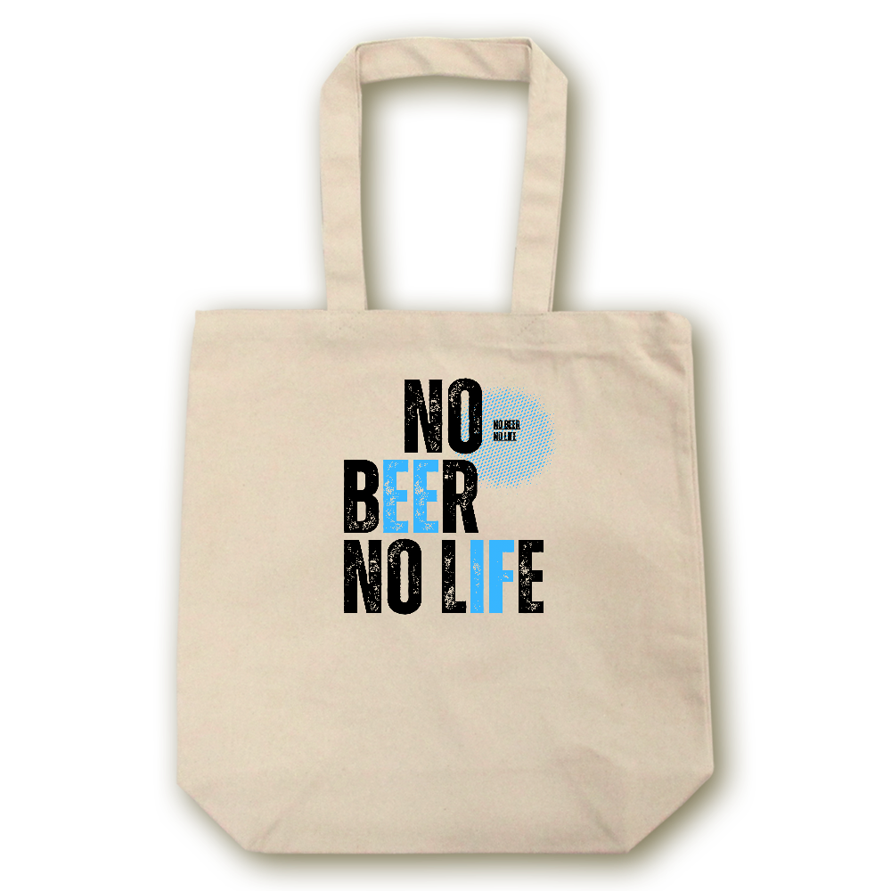 【NO BEER NO LIFE】キャンバス トートバッグ（選べる2サイズ M/L）12oz マチ付 ナチュラル