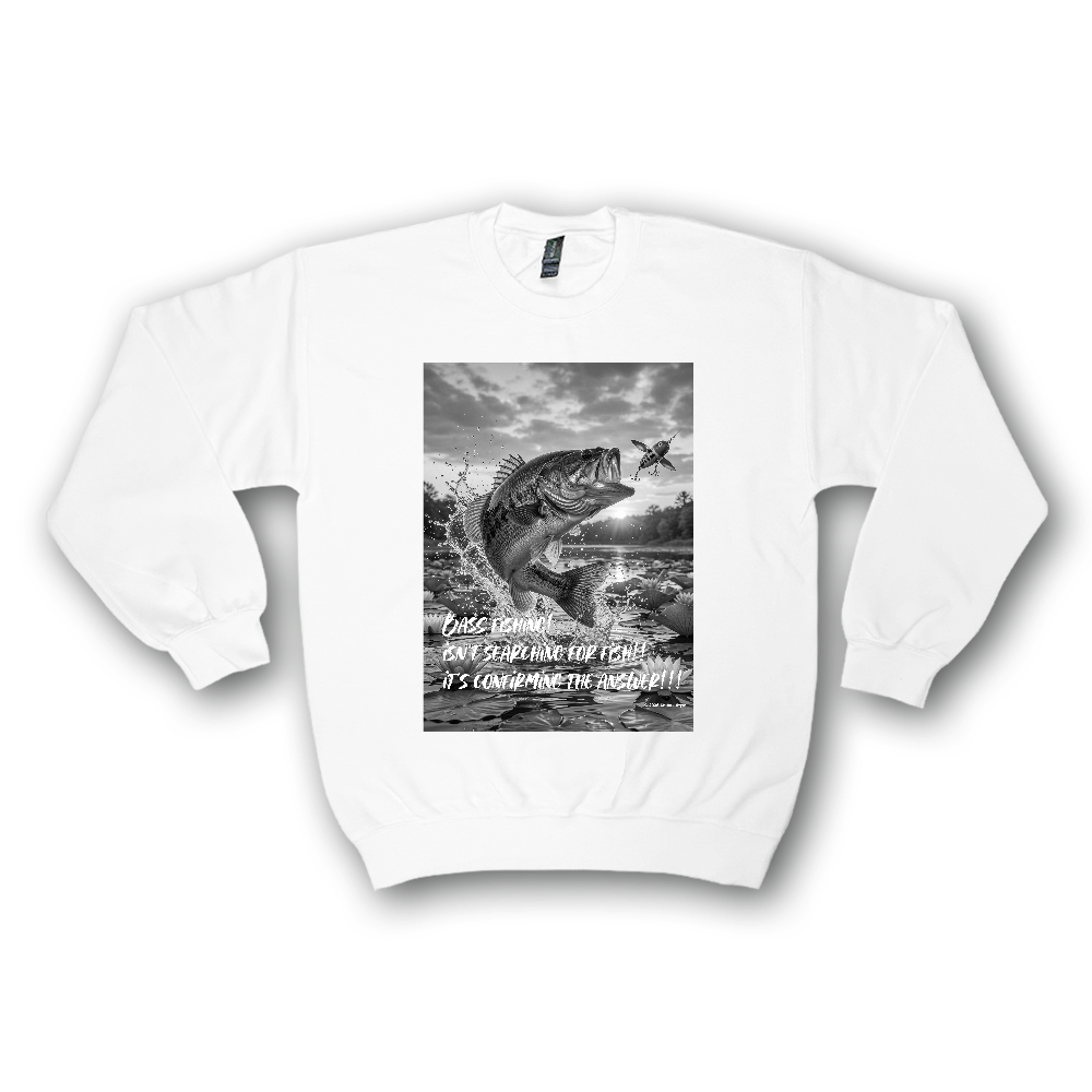 【フィッシングスウェット ブラックバス釣り】モノクロ
