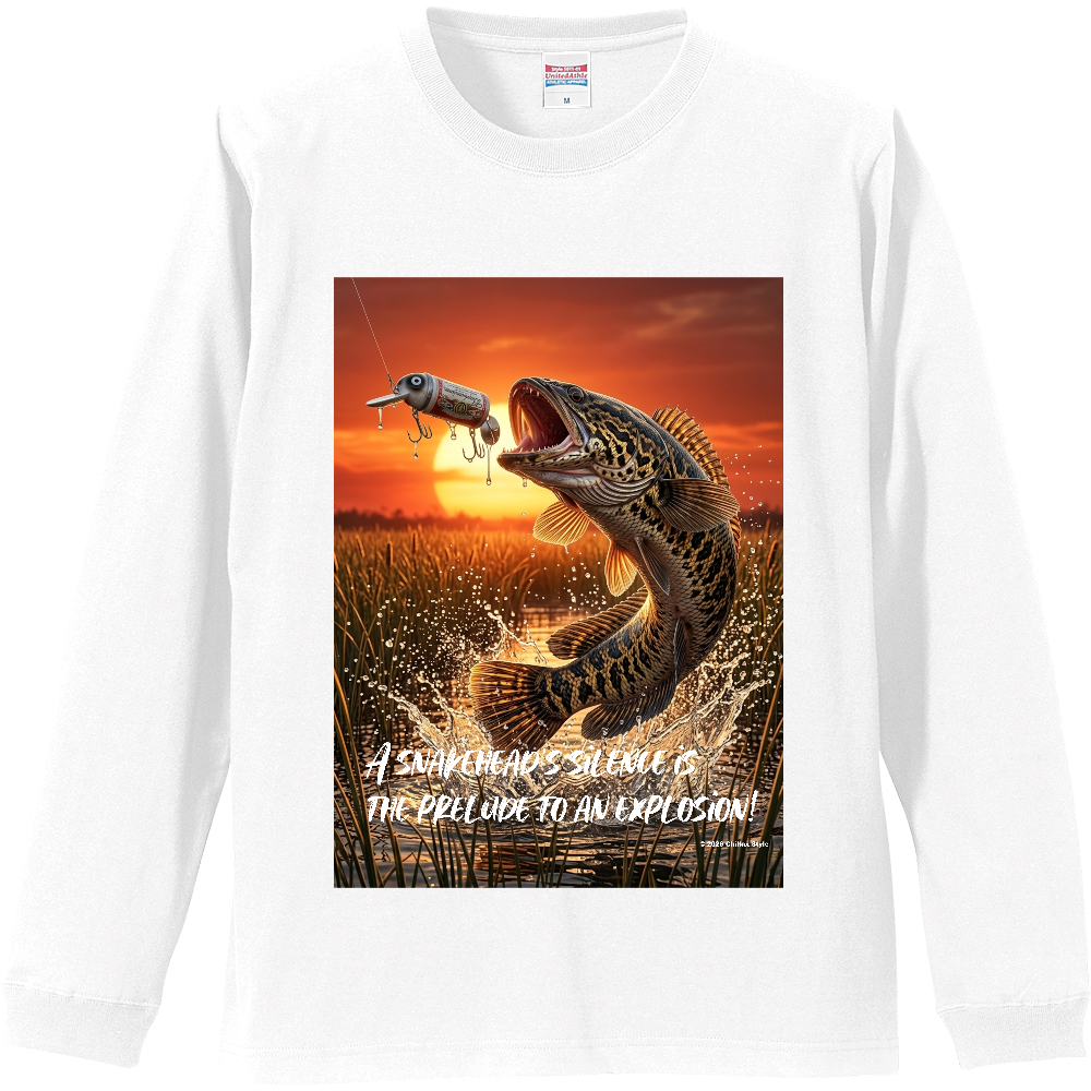 【フィッシング長袖Tシャツ 雷魚釣り】フルカラー