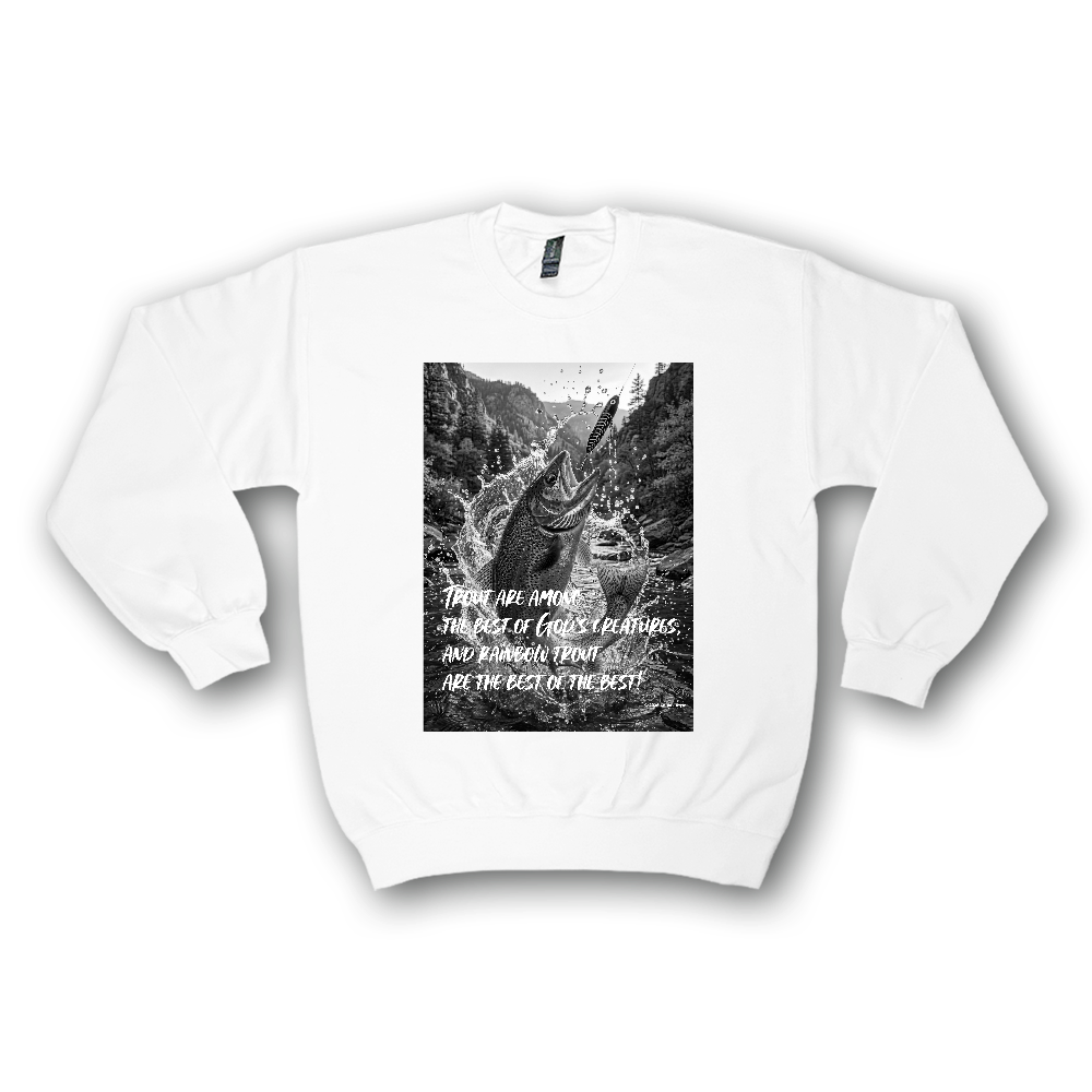 【フィッシングスウェット ニジマス釣り】モノクロ