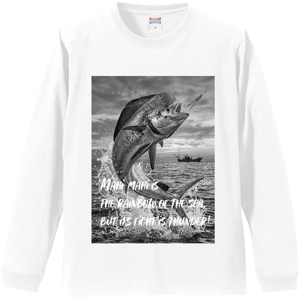 【フィッシング長袖Tシャツ シイラ釣り】モノクロ