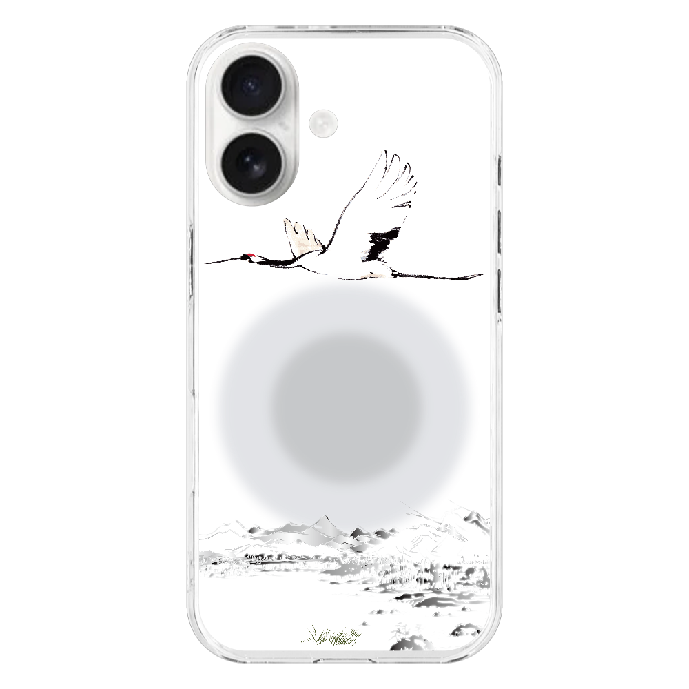 U033　水墨画『鶴』 iPhone17 (透明)(ハードケース)｜PLATA