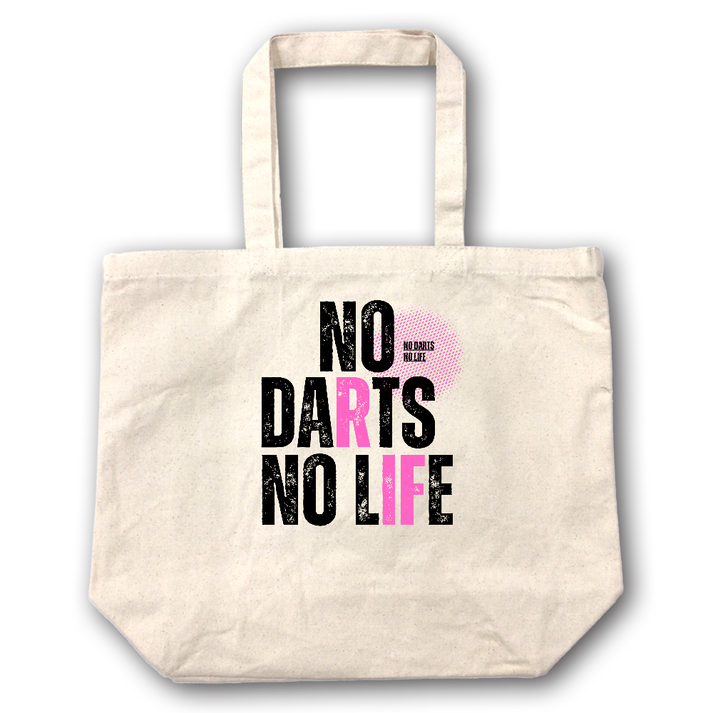 【NO DARTS NO LIFE】キャンバス トートバッグ(選べる2サイズ M/L)12oz マチ付 ナチュラル