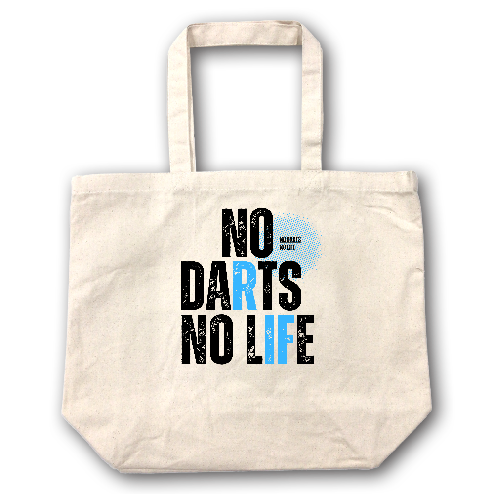 【NO DARTS NO LIFE】キャンバス トートバッグ(選べる2サイズ M/L)12oz マチ付 ナチュラル