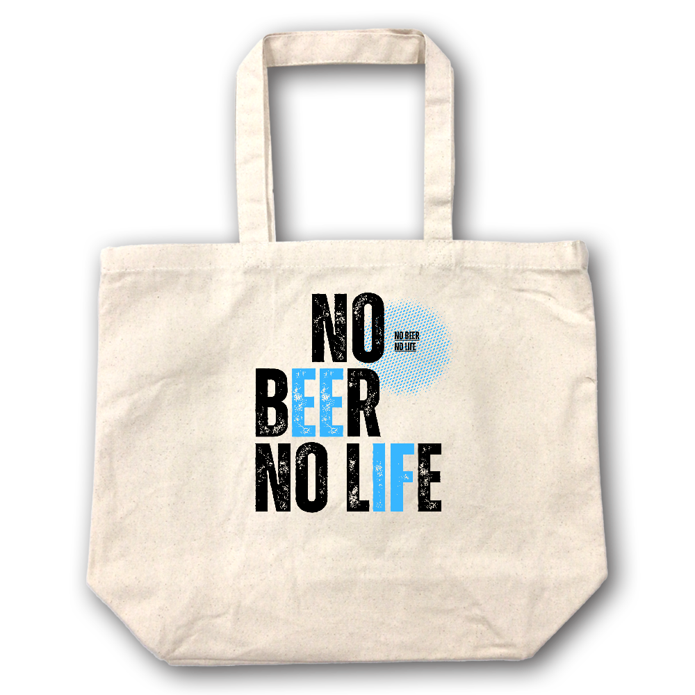 【NO BEER NO LIFE】キャンバス トートバッグ（選べる2サイズ M/L）12oz マチ付 ナチュラル