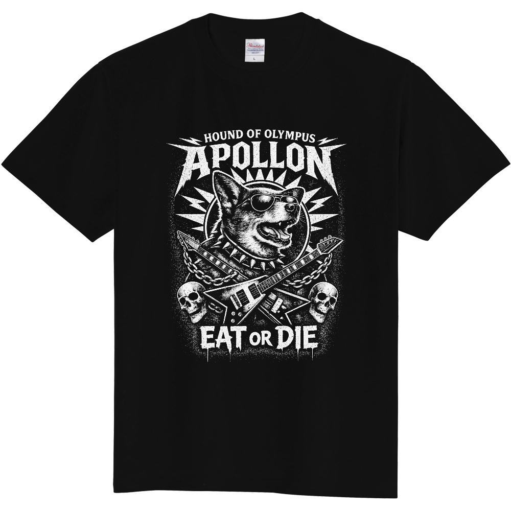 APOLLON × CERBERUS EAT OR DIE ロックグラフィックTシャツ(黒)