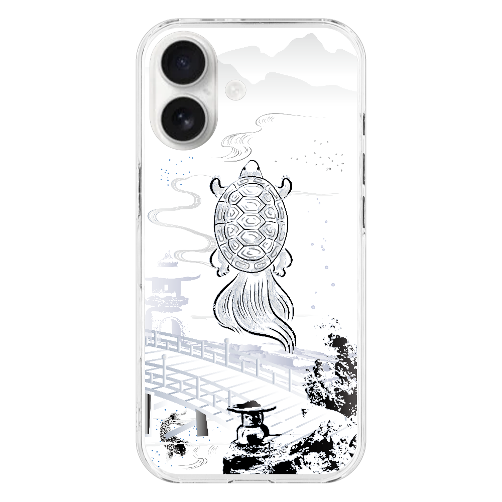 Z017　水墨画『亀』 iPhone17 (透明)(ハードケース)｜PLATA