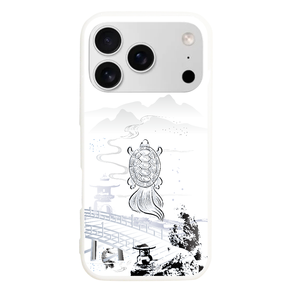 Z018　水墨画『亀17p』 iPhone17pro (透明)(ハードケース)｜PLATA