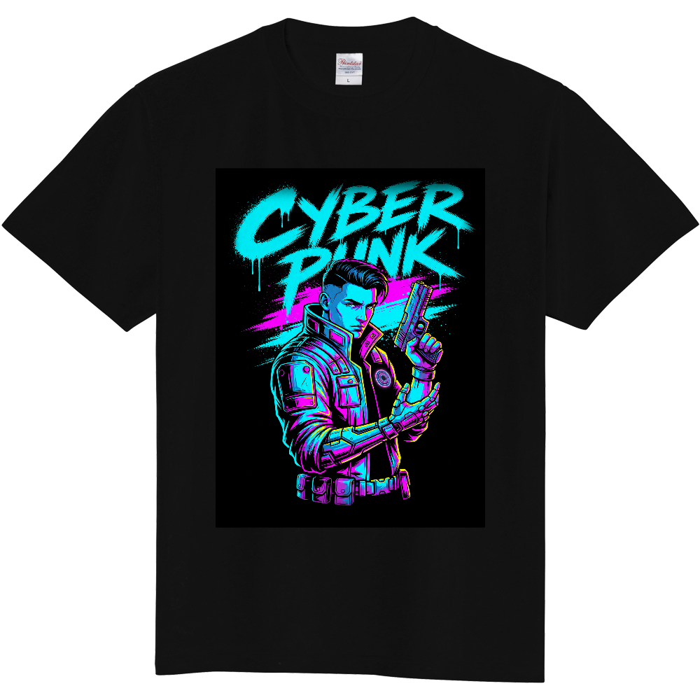 サイバーパンク男α_Cyberpunk Male α－黒Tシャツ(正面のみ)