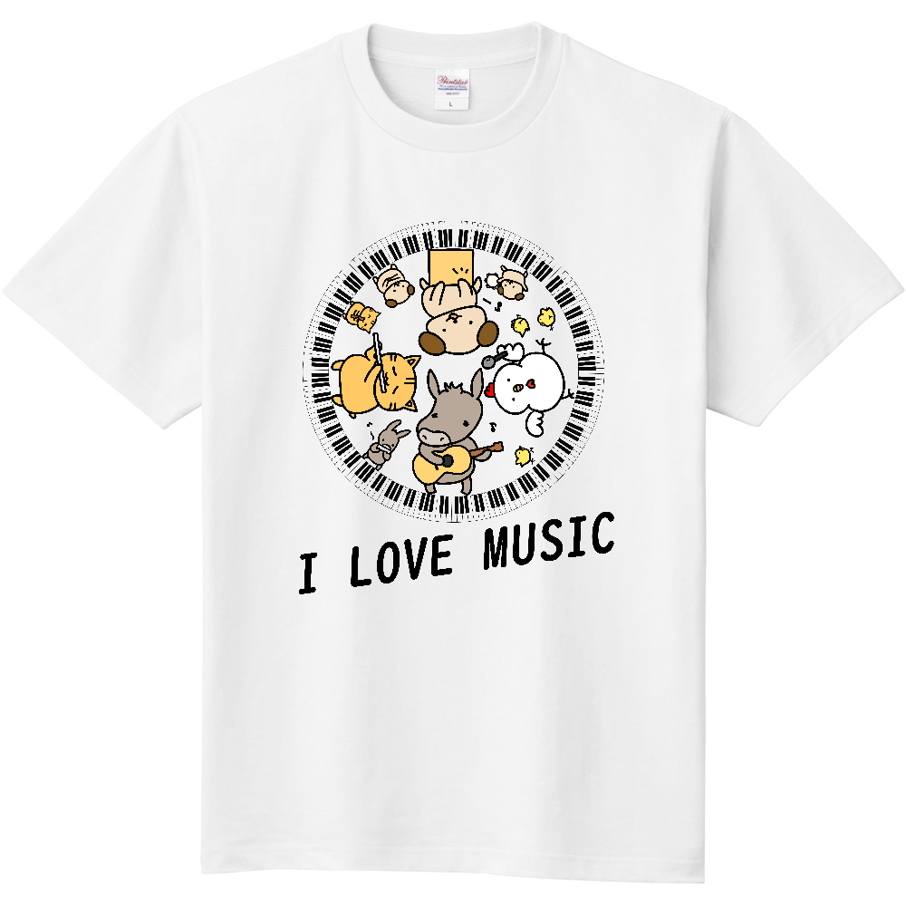 おんがくたいTシャツ_白