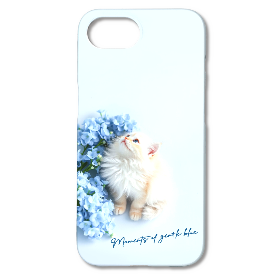 子猫と紫陽花♡iPhone16eケース/全面(表面+サイド)印刷