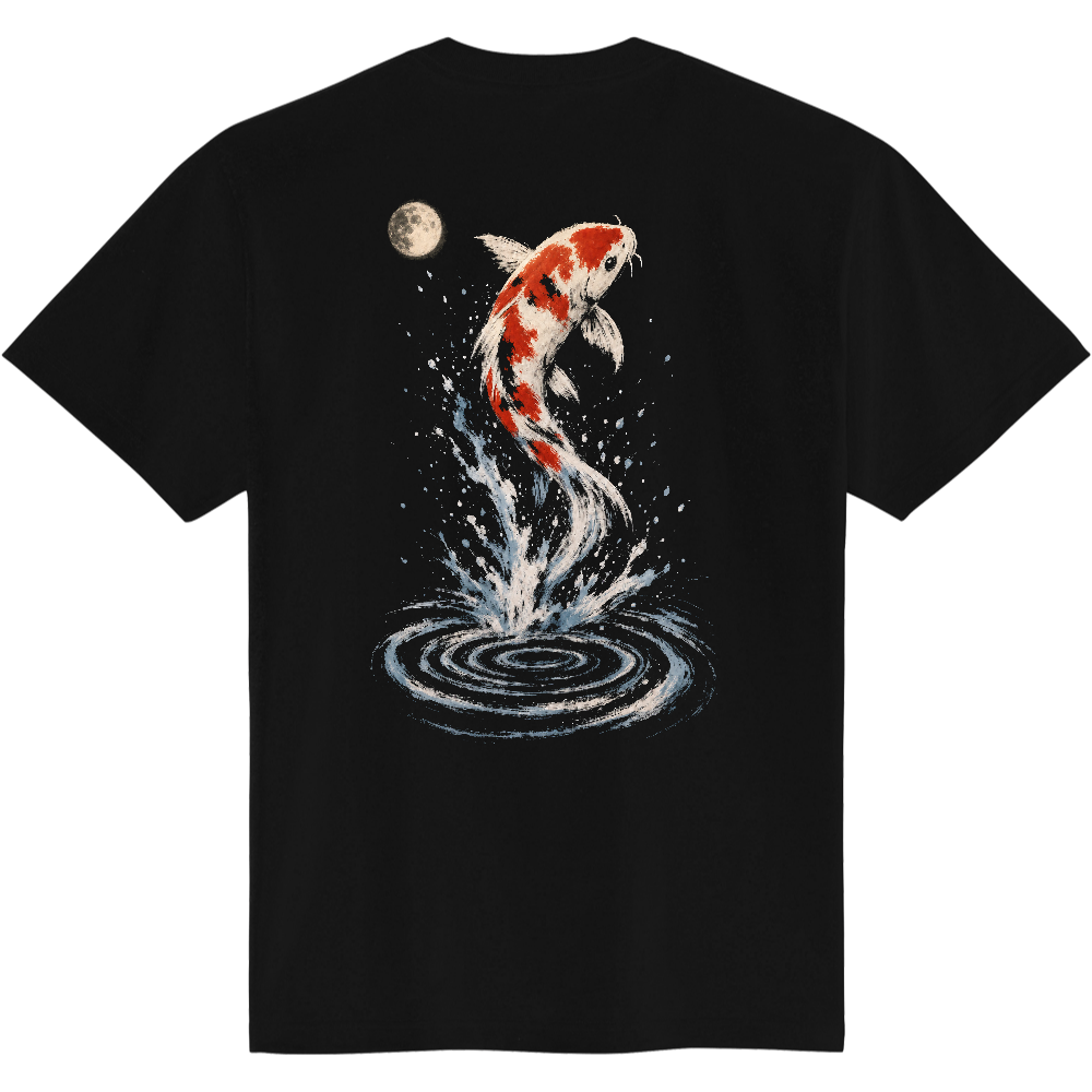 Koi Jump-黒Tシャツ(背面のみ)